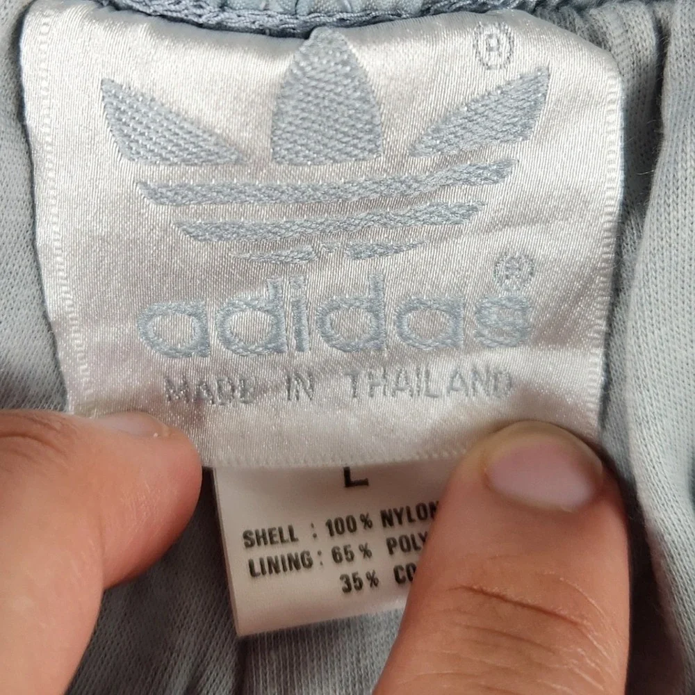 VTG NWT 80s 90 Adidas One World Track Pants Men L Blue Trefoil Nylon Windbreaker